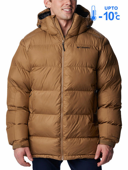 Columbia Men Brown Omni-Heat Reflective Pike Lake Parka Hooded Down Jacket