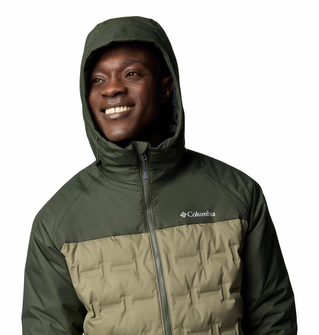 Columbia Mens Olive Grand Trek III Down Hooded Jacket