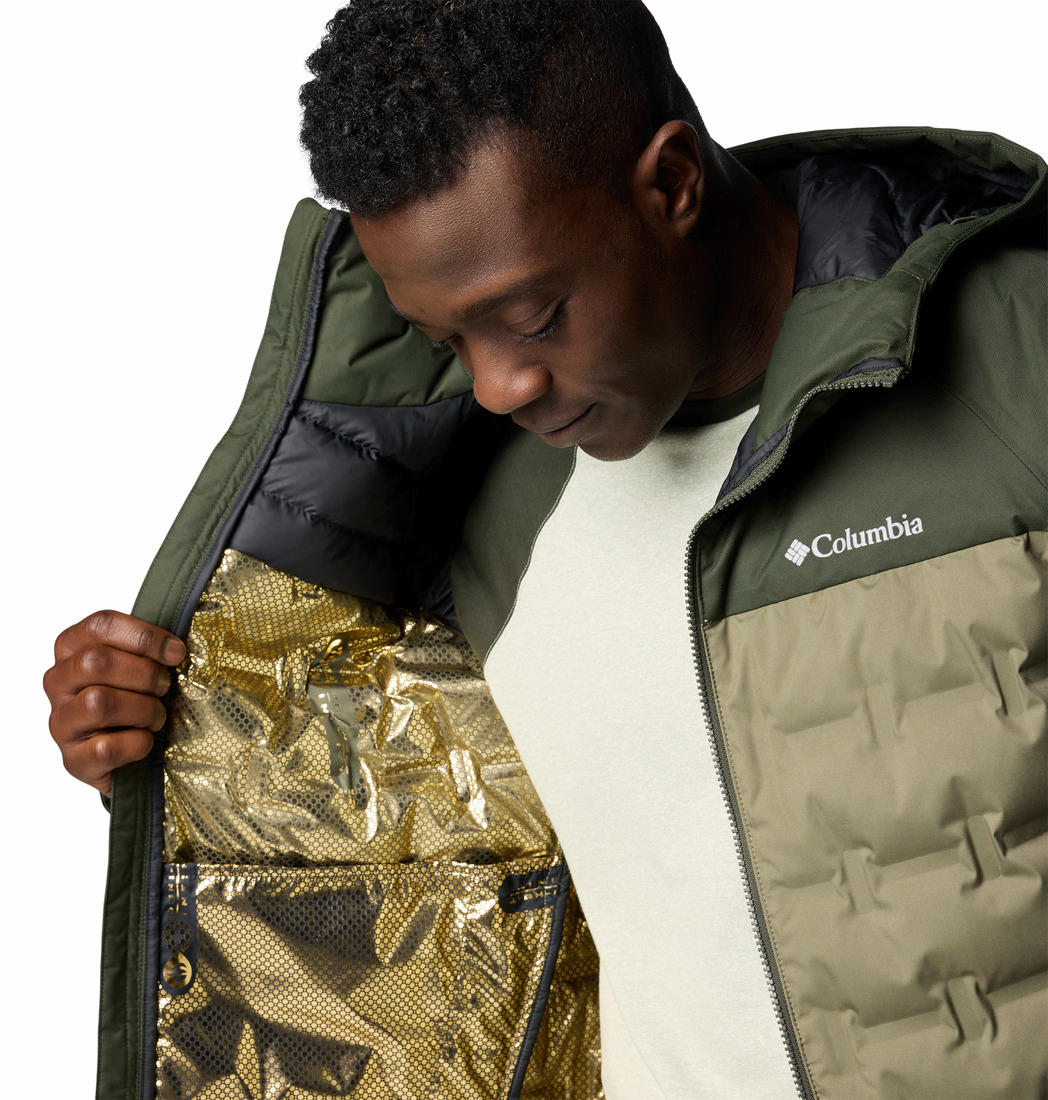 Columbia Mens Olive Grand Trek III Down Hooded Jacket