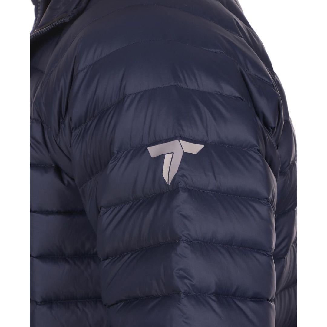 A Men Wearing Columbia Men Blue Alpha Trail Down Jacket
