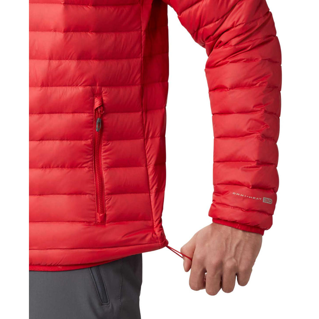 A Men Wearing Columbia Men Red Alpha Trail Down Jacket