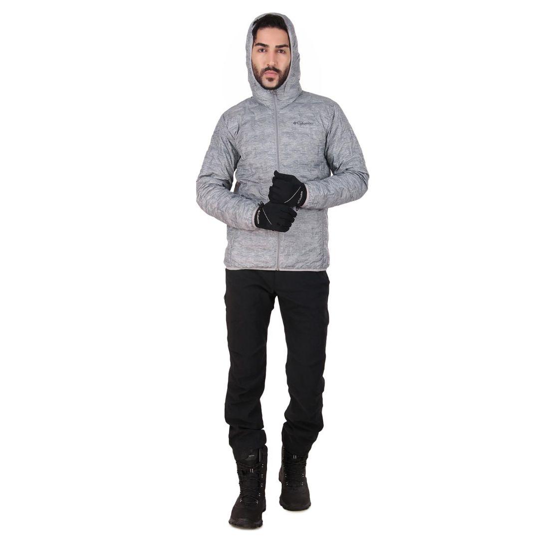A Men Wearing Columbia Men Grey Delta Ridge Down Hooded Jacket