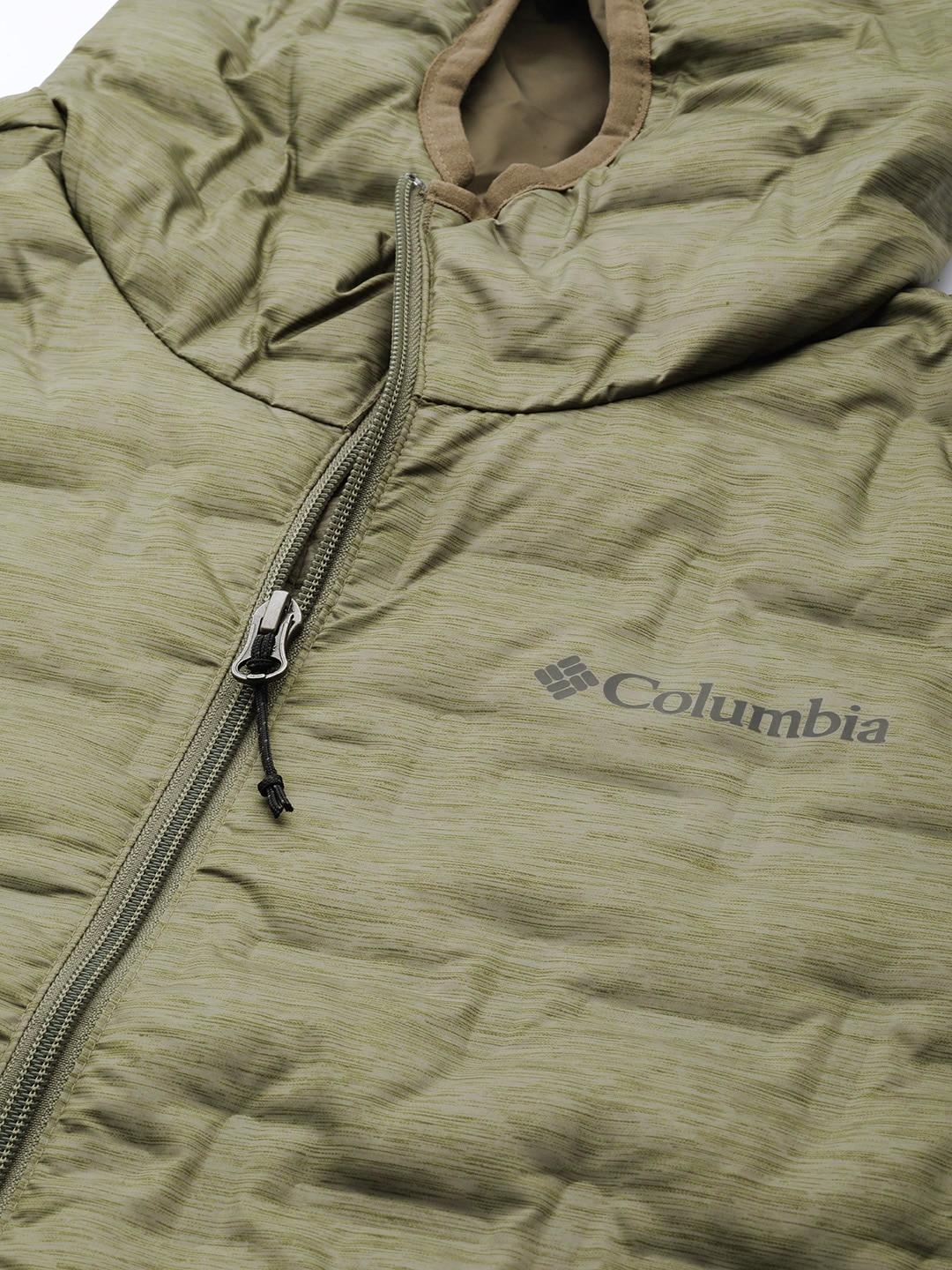 A Men Wearing Columbia Men Green Delta Ridge Down Hooded Jacket