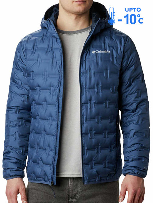 Columbia Men Blue Omni-Heat Reflective Delta Ridge Hooded Down Jacket