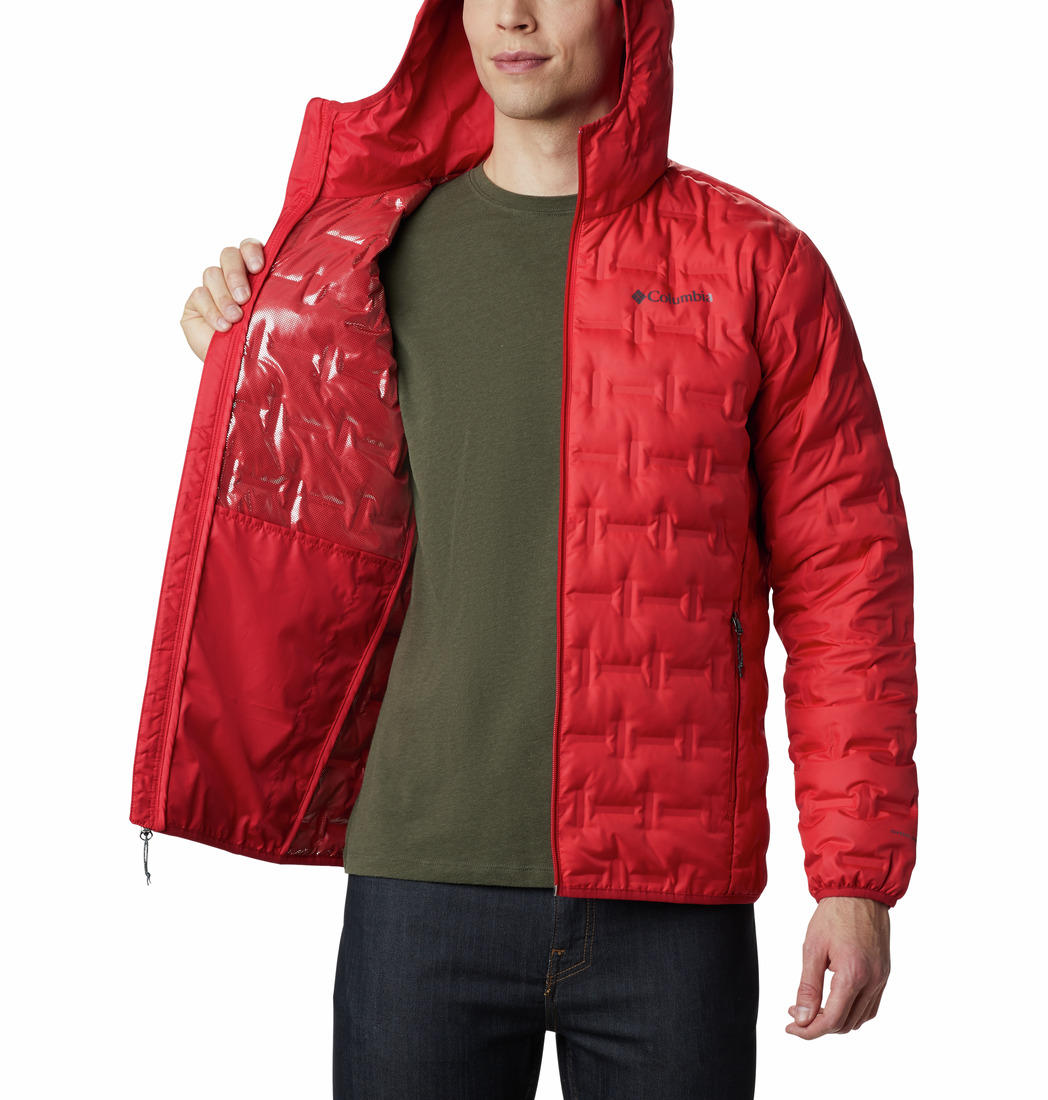 Columbia Men Red Delta Ridge Down Hooded Jacket