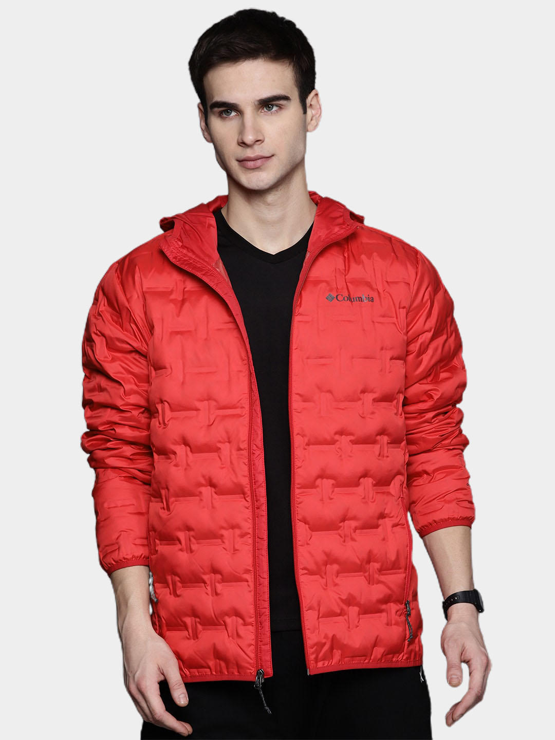 Columbia Men Red Delta Ridge Down Hooded Jacket