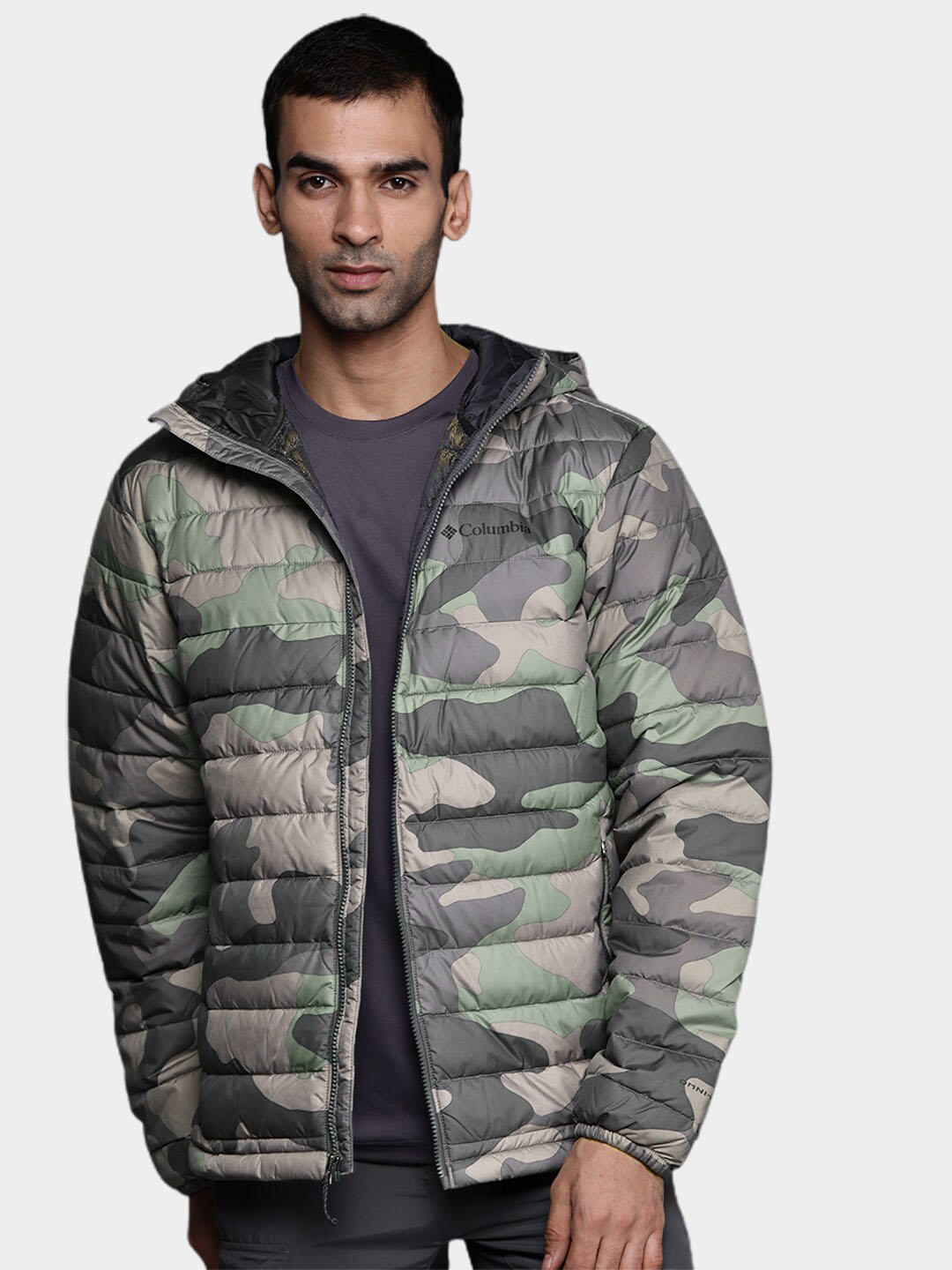 Columbia Men Green Powder Lite Hooded Jacket