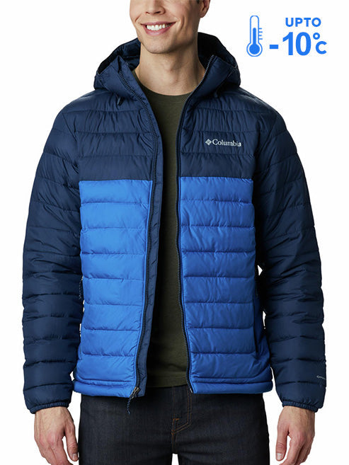 Columbia Men Blue Omni-Heat Reflective Powder Lite Hooded Down Jacket