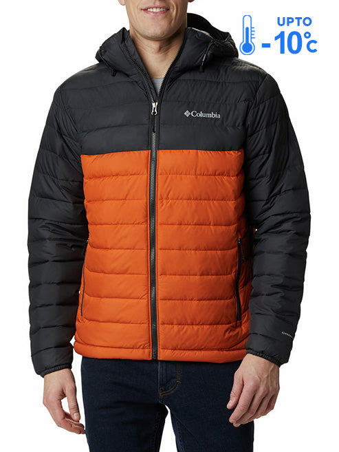 Columbia Men Orange Omni-Heat Reflective Powder Lite Hooded Down Jacket