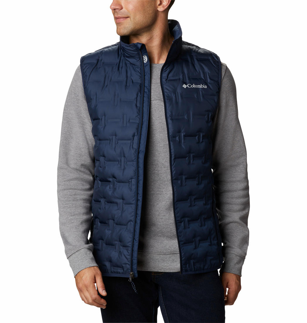 A Men Wearing Columbia Men Blue Delta Ridge Down Vest