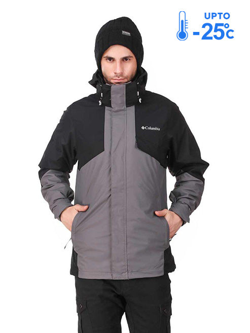 Columbia Men Grey Omni-Heat Reflective Bugaboo II Fleece Hooded Jacket
