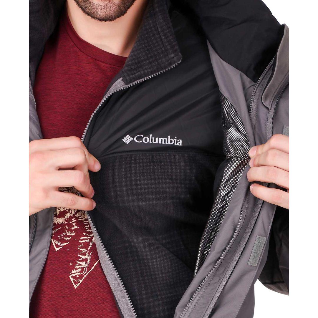Columbia Men Grey Omni-Heat Reflective Bugaboo II Fleece Hooded Jacket