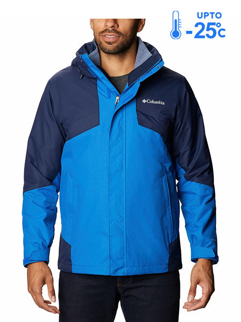 Columbia Men Navy Blue Omni-Heat Reflective Bugaboo II Fleece Hooded Jacket