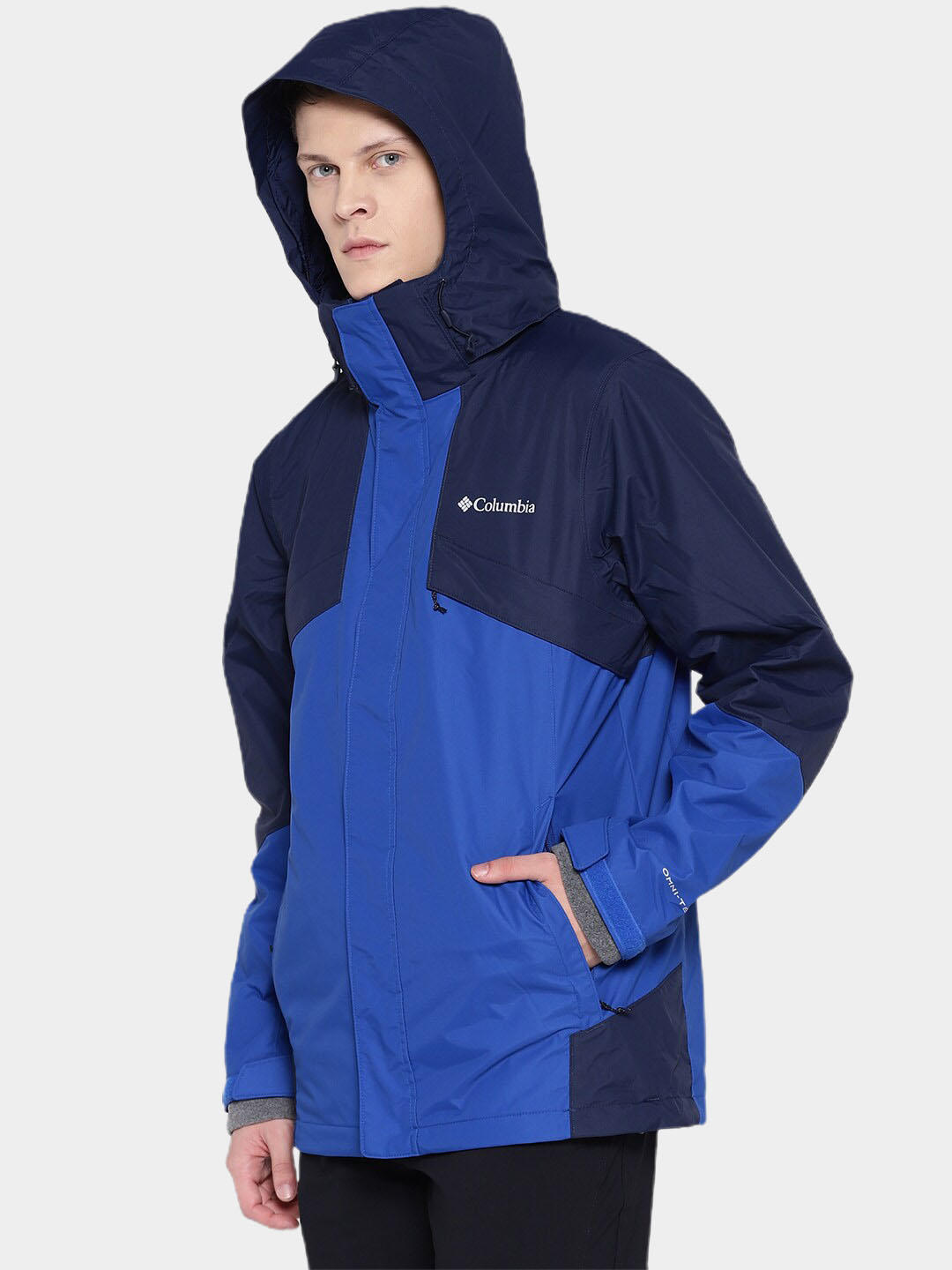 Columbia Men Blue Omni-Heat Reflective Bugaboo II Fleece Hooded Interchange Jacket