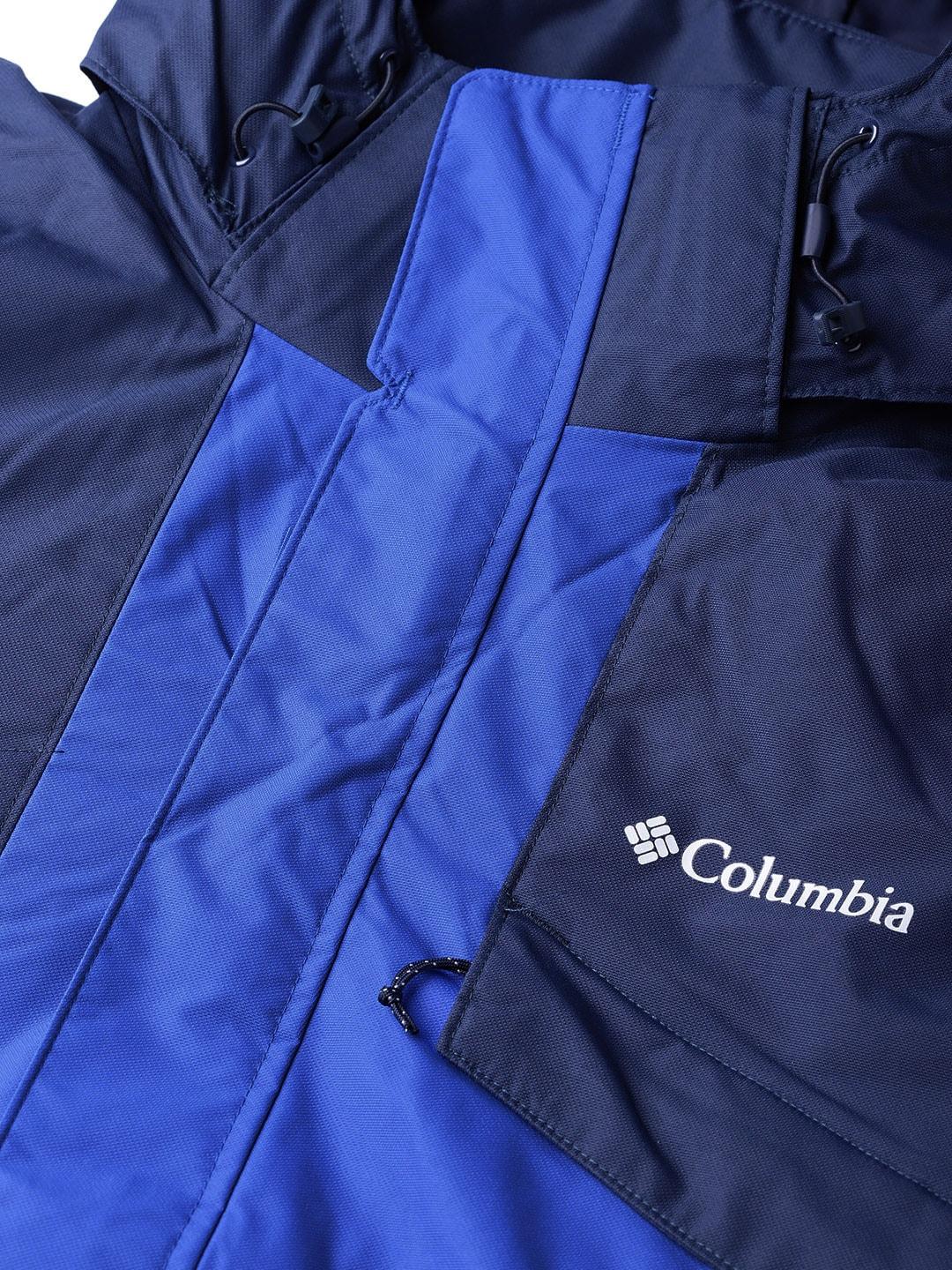 Columbia Men Blue Omni-Heat Reflective Bugaboo II Fleece Hooded Interchange Jacket