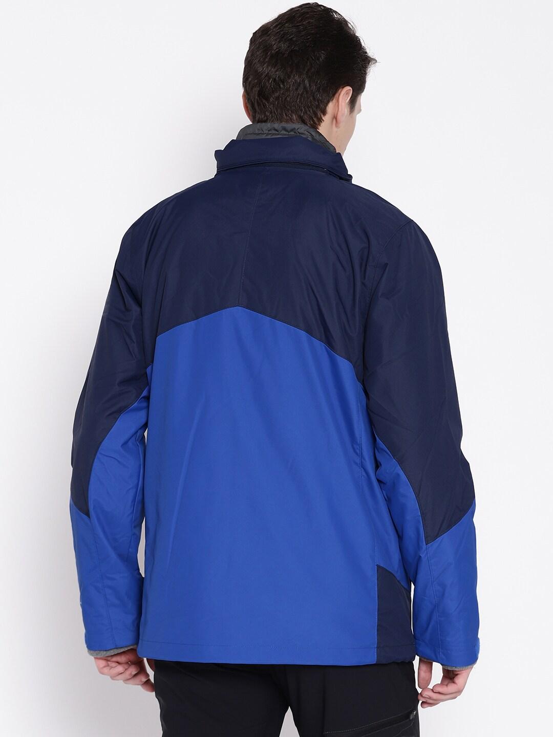 Columbia Men Blue Omni-Heat Reflective Bugaboo II Fleece Hooded Interchange Jacket
