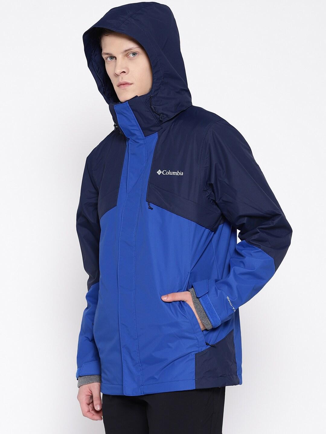 Columbia Men Blue Omni-Heat Reflective Bugaboo II Fleece Hooded Interchange Jacket
