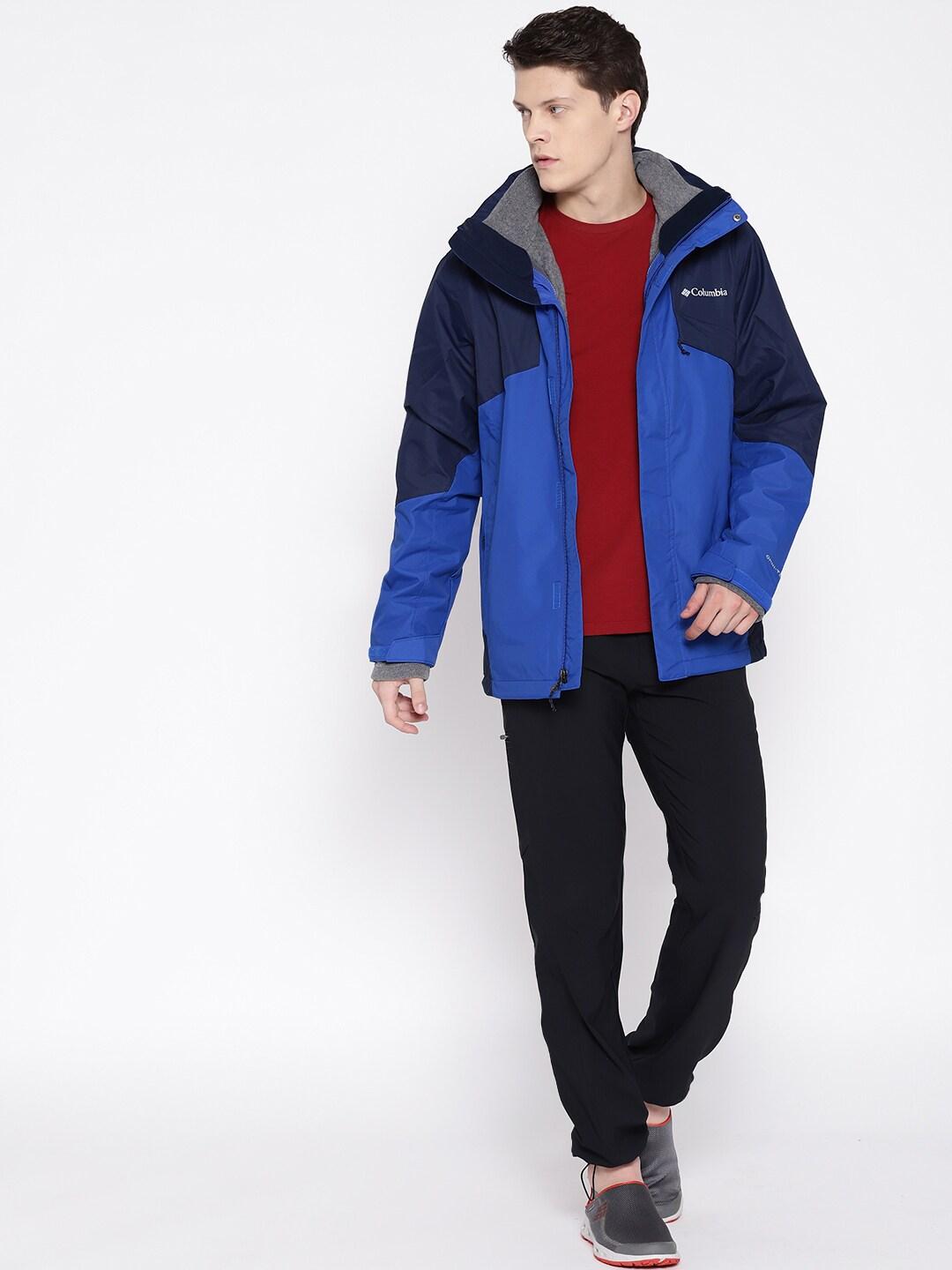 Columbia Men Blue Omni-Heat Reflective Bugaboo II Fleece Hooded Interchange Jacket