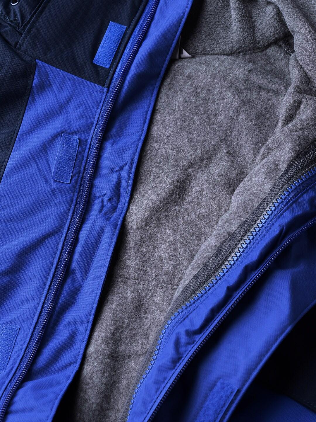 Columbia Men Blue Omni-Heat Reflective Bugaboo II Fleece Hooded Interchange Jacket