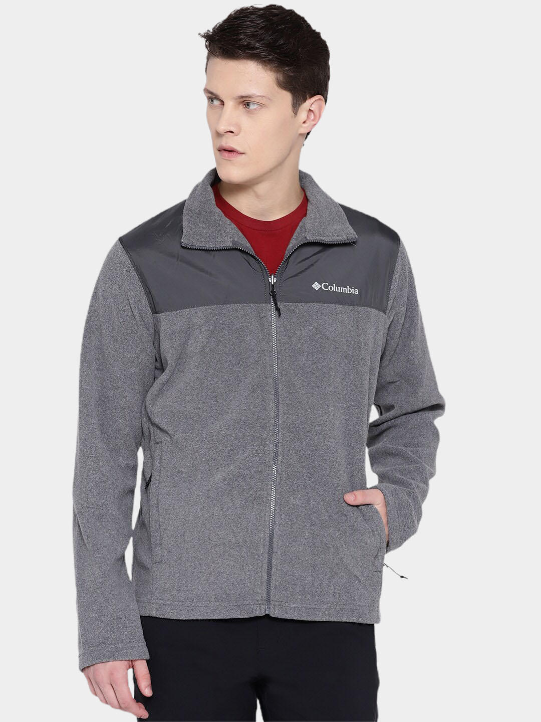 Columbia Men Blue Omni-Heat Reflective Bugaboo II Fleece Hooded Interchange Jacket