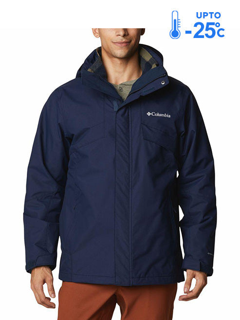 Columbia Men Navy Blue Omni-Heat Reflective Bugaboo II Fleece Hooded Jacket