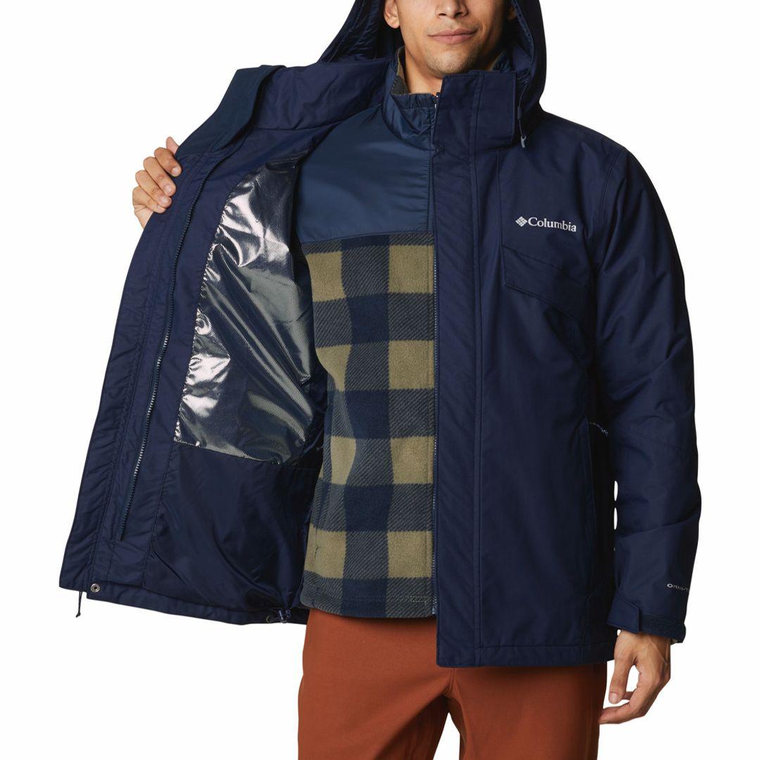 Columbia Men Navy Blue Omni-Heat Reflective Bugaboo II Fleece Hooded Jacket