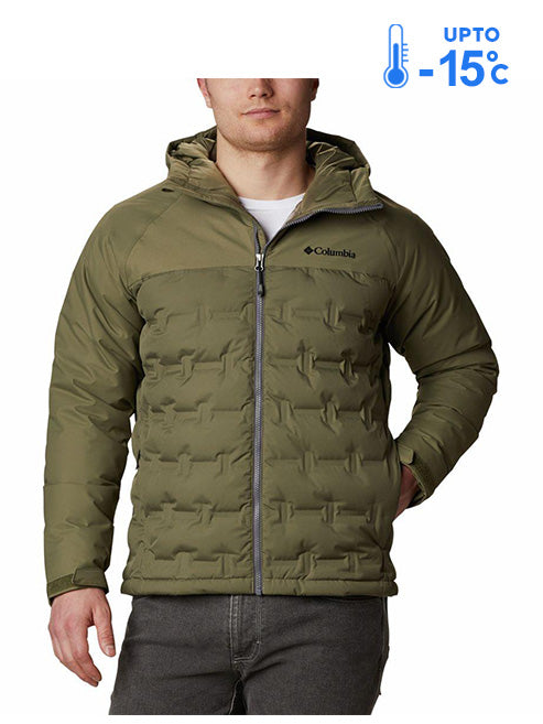 Columbia Men Green Omni-Heat Reflective Grand Trek Hooded Down Jacket