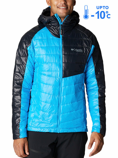 Columbia Men Blue Omni-Heat Inifnity Platinum Peak Hooded Down Jacket