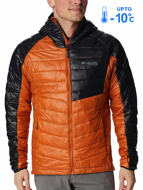 Columbia Men Orange Omni-Heat Inifnity Platinum Peak Hooded Down Jacket