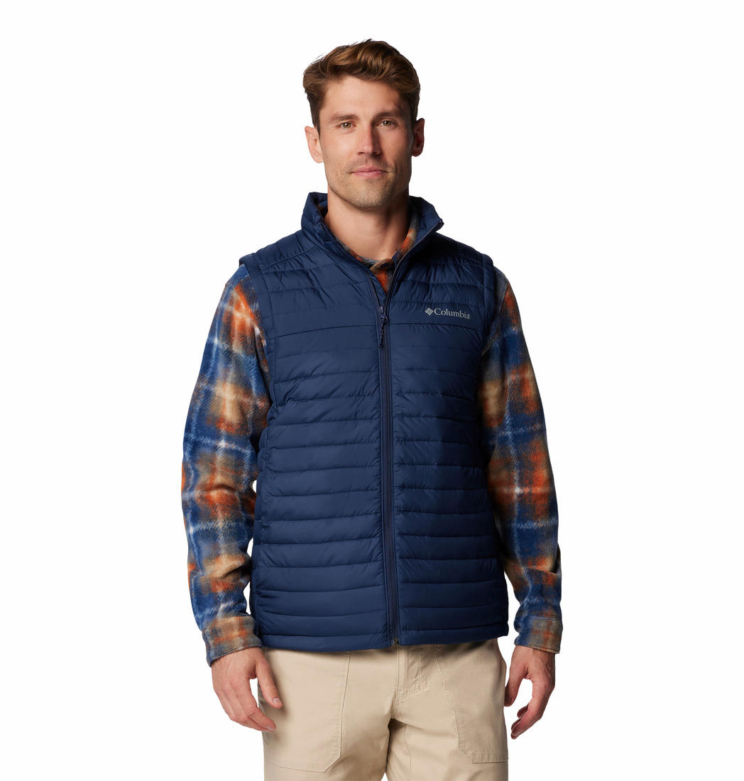 Columbia Men Navy Blue Omni-Shield Silver Falls II Down Vest Jacket