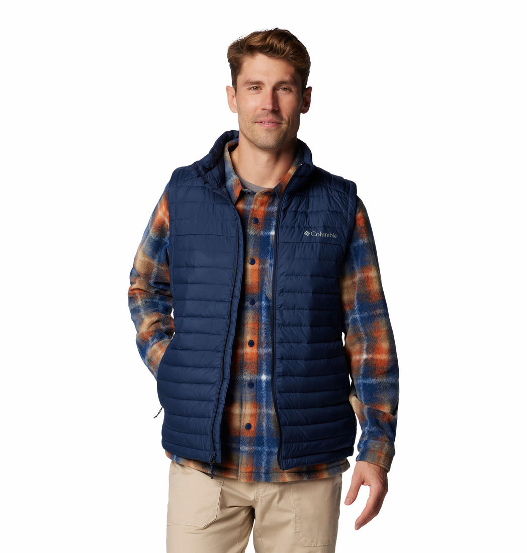 Columbia Men Navy Blue Omni-Shield Silver Falls II Down Vest Jacket
