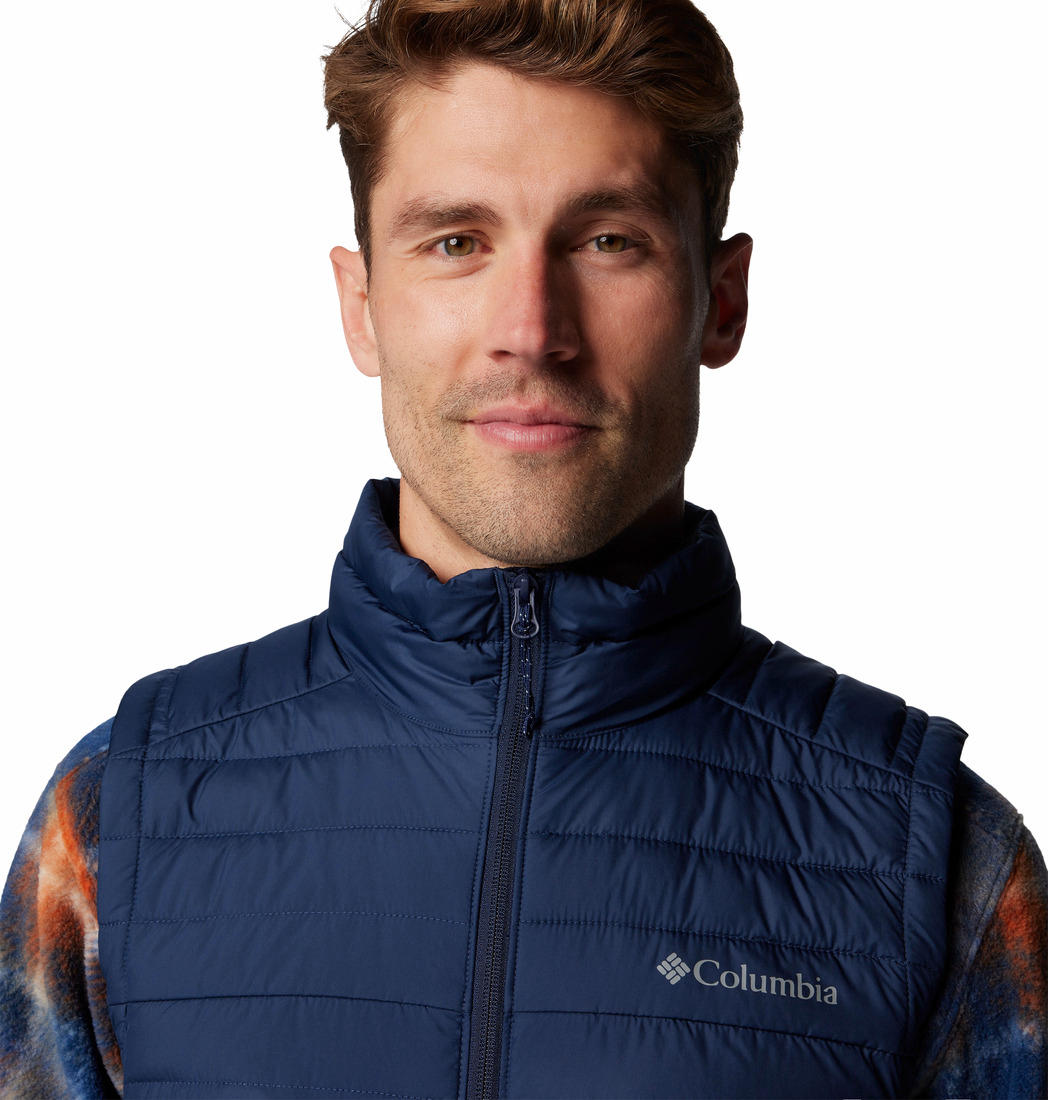 Columbia Men Navy Blue Omni-Shield Silver Falls II Down Vest Jacket