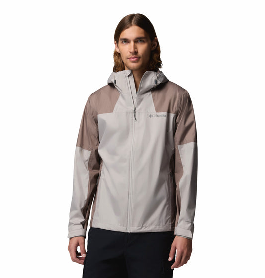 Columbia Men Light Grey Omni-Tech Inner Limits III Rain Jacket (Plus Size)