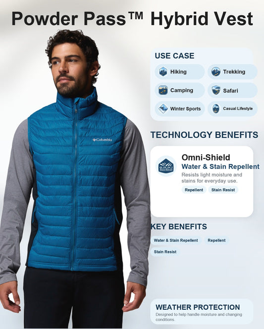 men blue omni shield powder pass hybrid vest