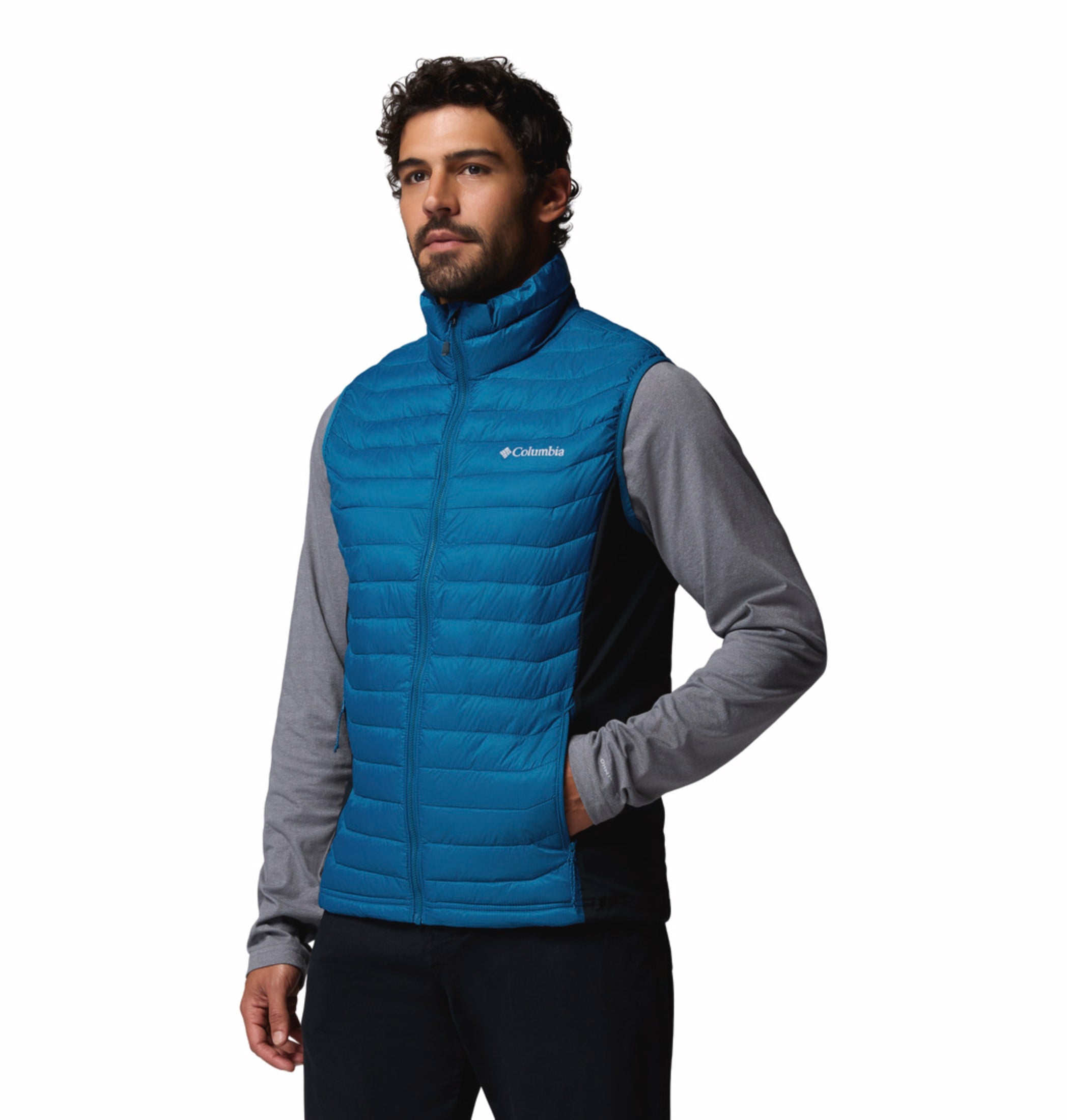 men blue omni shield powder pass hybrid vest