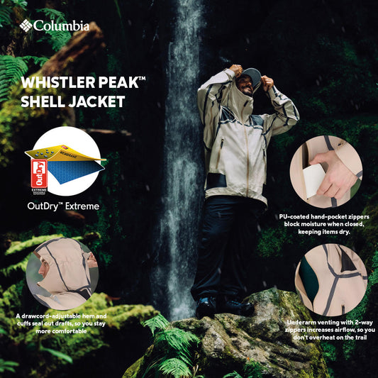 Columbia Mens Beige OutDry Extreme Whistler Peak Shell Rain Jacket