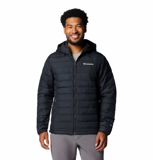Columbia Men Black Omni-Heat Reflective Powder Lite II Hooded Down Jacket (Plus Size)