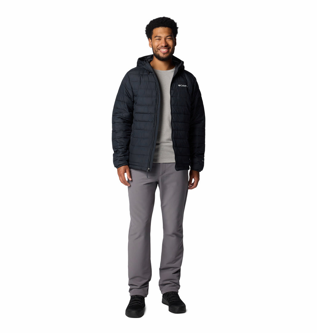 Columbia Men Black Omni-Heat Reflective Powder Lite II Hooded Down Jacket (Plus Size)