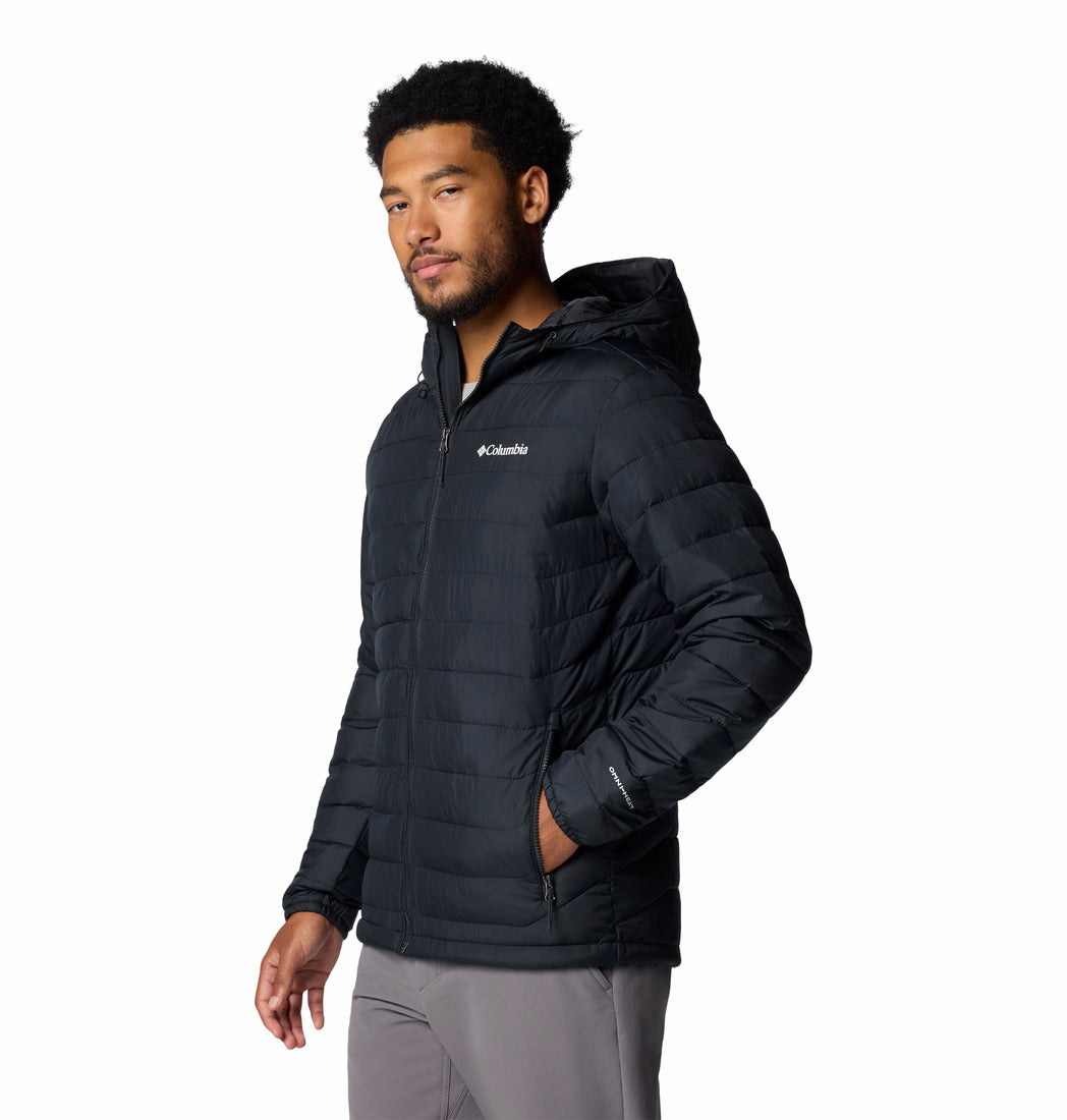 Columbia Men Black Omni-Heat Reflective Powder Lite II Hooded Down Jacket (Plus Size)