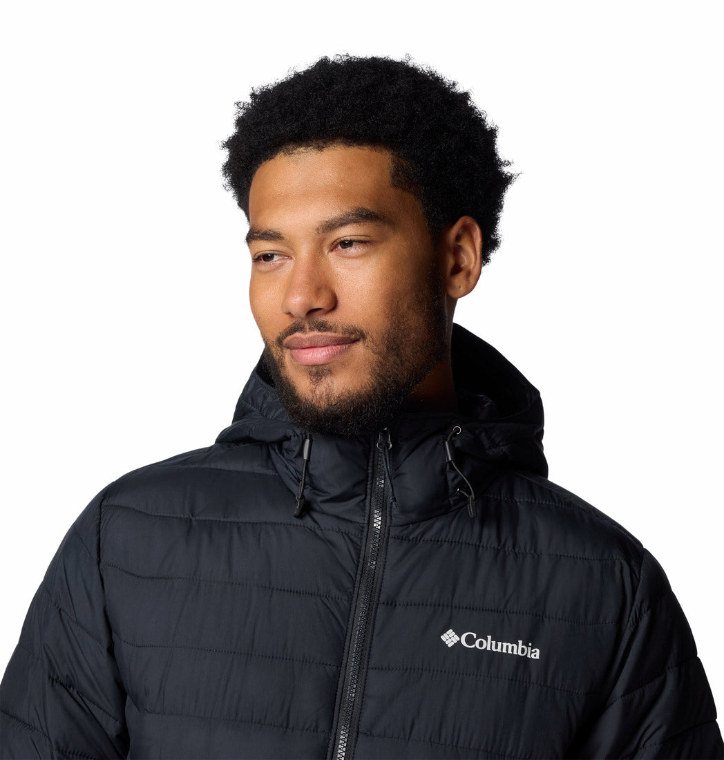 Columbia Men Black Omni-Heat Reflective Powder Lite II Hooded Down Jacket (Plus Size)