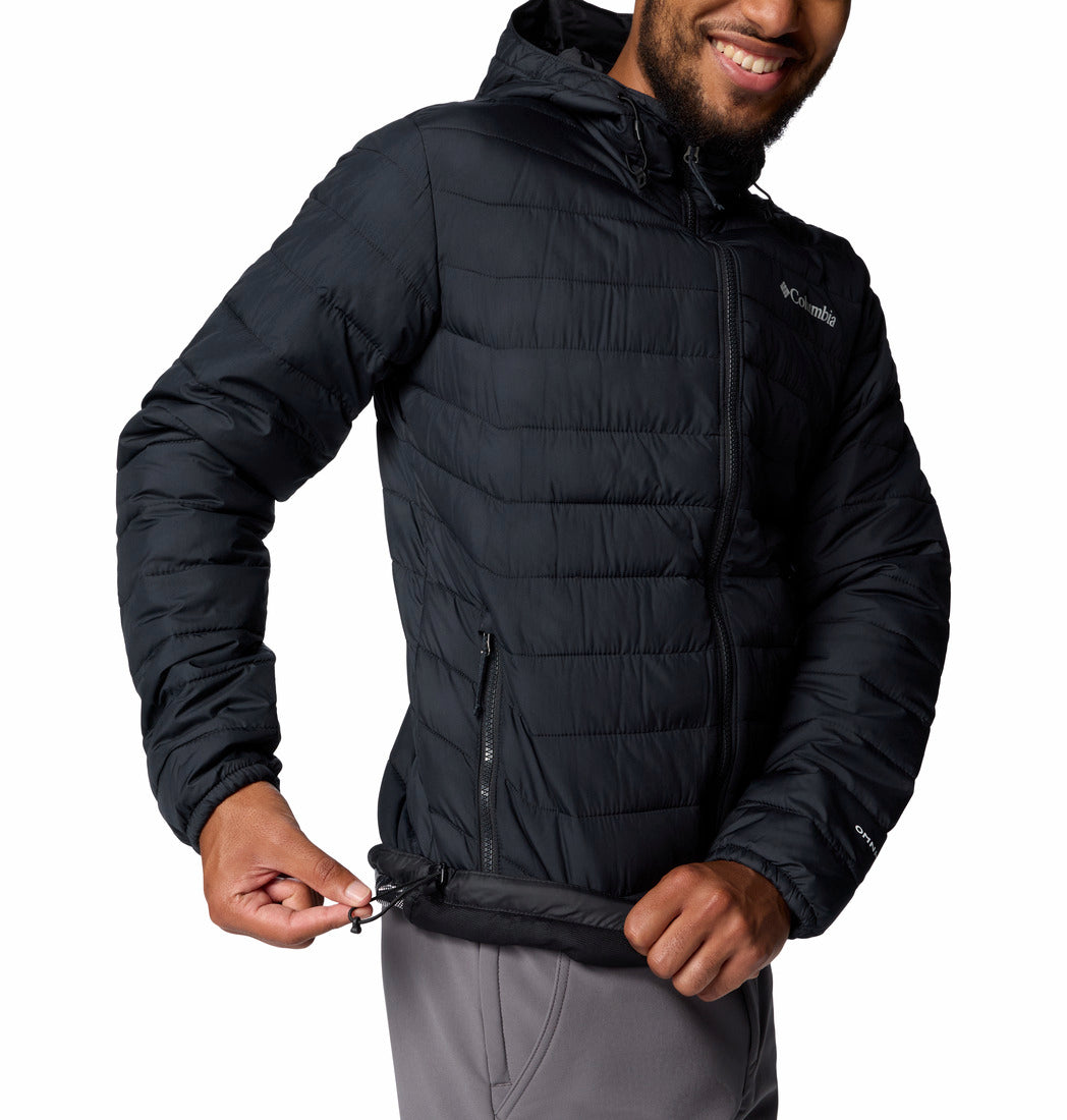 Columbia Men Black Omni-Heat Reflective Powder Lite II Hooded Down Jacket (Plus Size)
