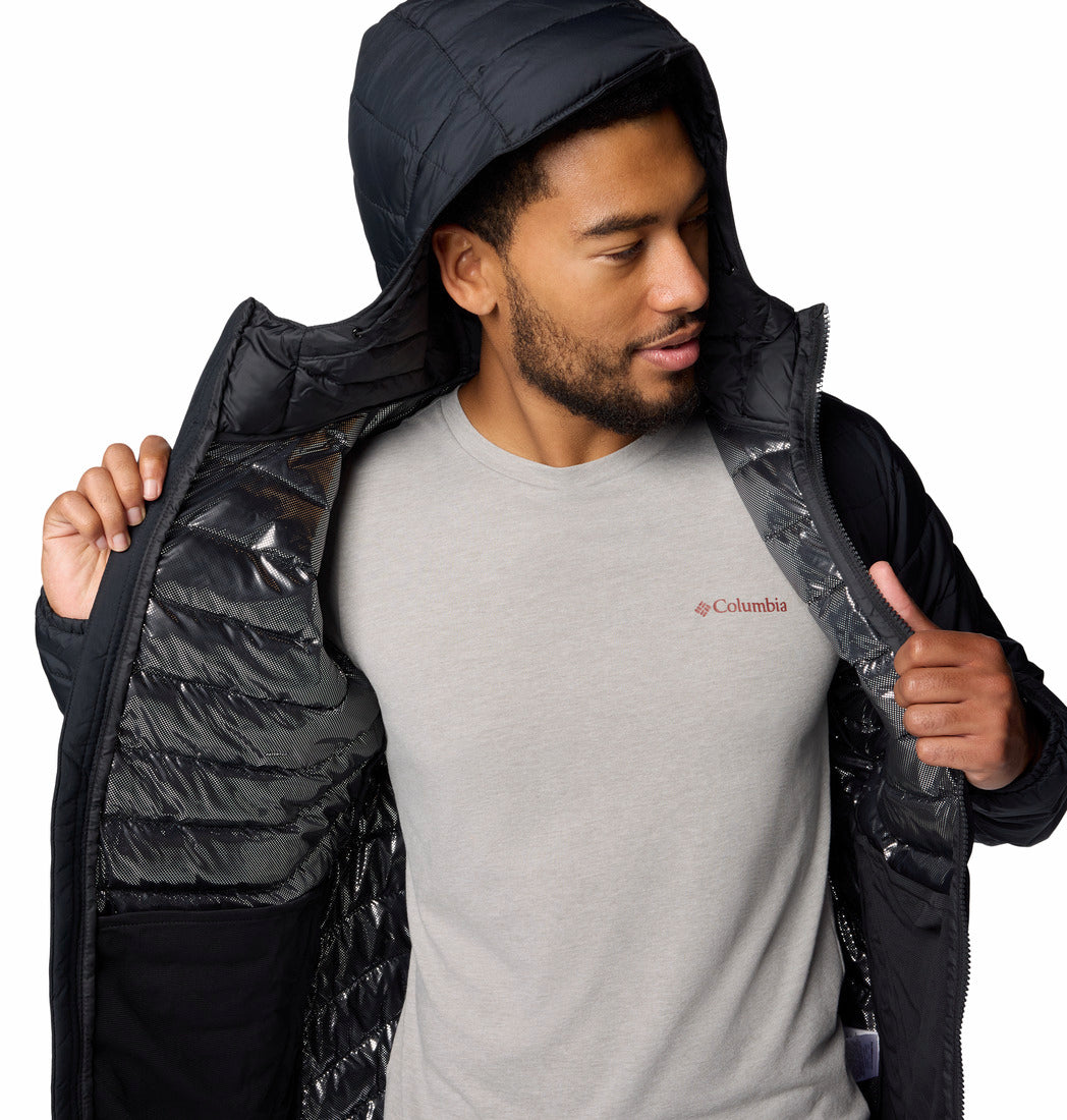Columbia Men Black Omni-Heat Reflective Powder Lite II Hooded Down Jacket (Plus Size)