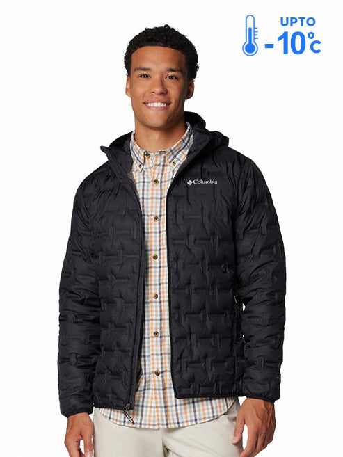 Columbia Men Black Omni-Heat Reflective Delta Ridge II Hooded Down Jacket