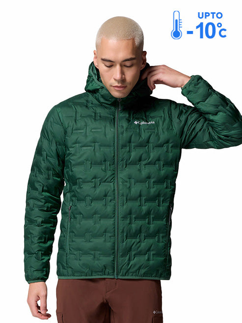 Columbia Men’s Green Omni-Heat Reflective Delta Ridge II Hooded Down Jacket Plus Size