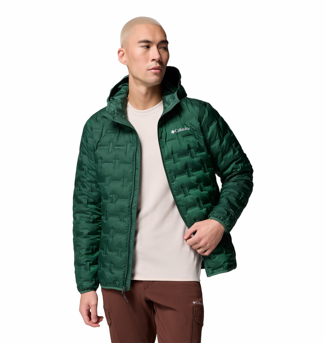 Columbia Men Green Omni-Heat Reflective Delta Ridge II Hooded Down Jacket (Plus Size)