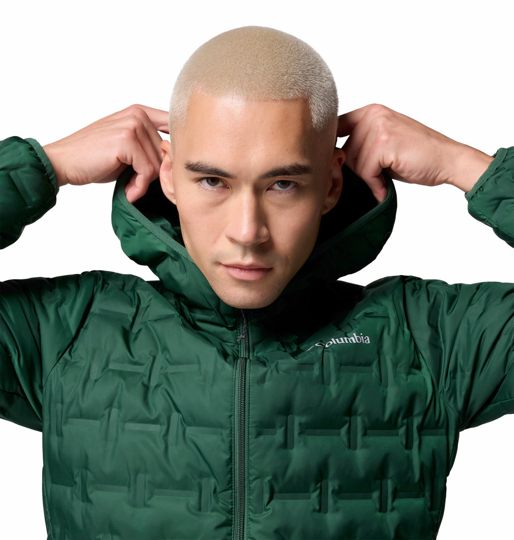 Columbia Men Green Omni-Heat Reflective Delta Ridge II Hooded Down Jacket (Plus Size)