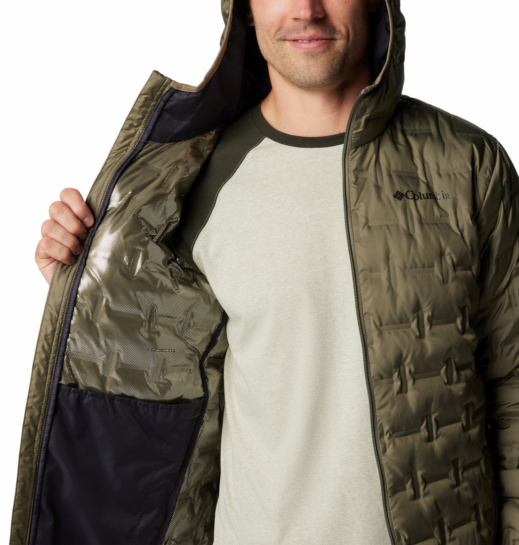 Columbia Men’s Green Omni-Heat Reflective Delta Ridge II Hooded Down Jacket Plus Size