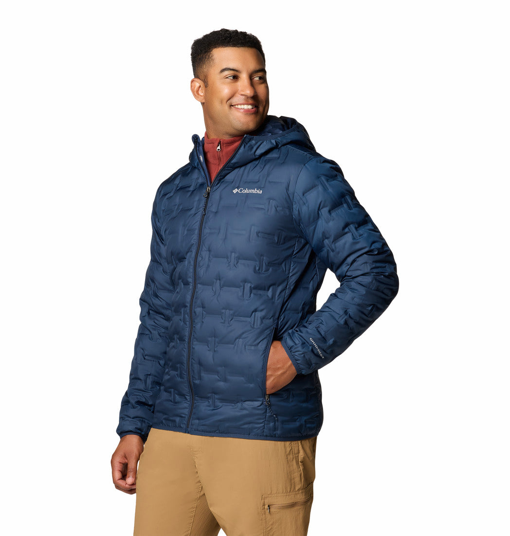 Columbia Men Navy Blue Omni-Heat Reflective Delta Ridge II Hooded Down Jacket (Plus Size)