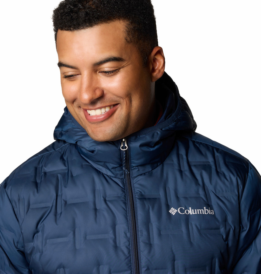 Columbia Men Navy Blue Omni-Heat Reflective Delta Ridge II Hooded Down Jacket (Plus Size)