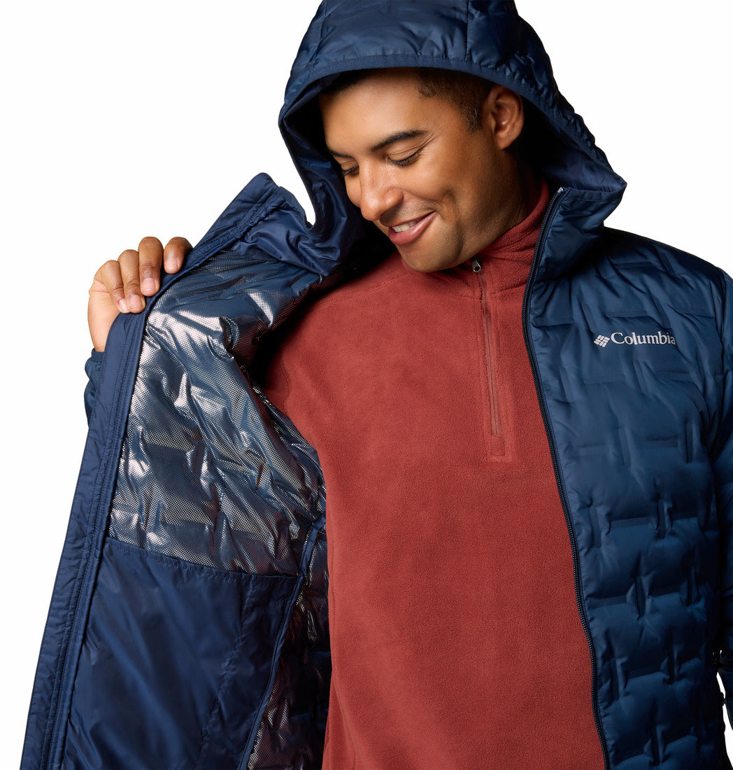 Columbia Men Navy Blue Omni-Heat Reflective Delta Ridge II Hooded Down Jacket (Plus Size)